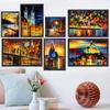 Landscape Oil Painting Lovers After Rain Night Scene Art Canvas Painting Living Room Corridor Office Home Decoration Mural No Frame