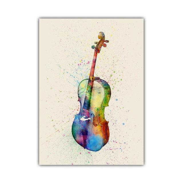 New Graffiti Art Musical Instrument Canvas Painting Wall Art Saxophone Guitar Violin Poster Living Room Home Decoration Mural No Frame