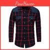 Стильная мужская приталенная повседневная рубашка с длинным рукавом в клетку, идеально подходящая для любого случая