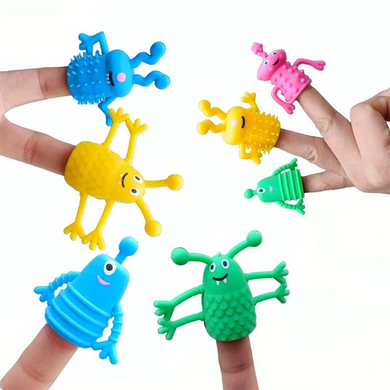 1/10 Pcs Finger Puppets Toys Funny Colorful Monster Stretchy Soft Rubber Finger Doll Toys for Children's Party Favors