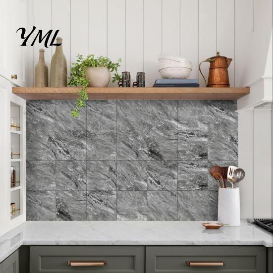 Waterproof Backsplash Decals for Bathroom 12PCS Imitation Marble Pattern Wall Stickers, Self-Adhesive EVA Easy Apply Renovation Sheets Tiles, Scratch