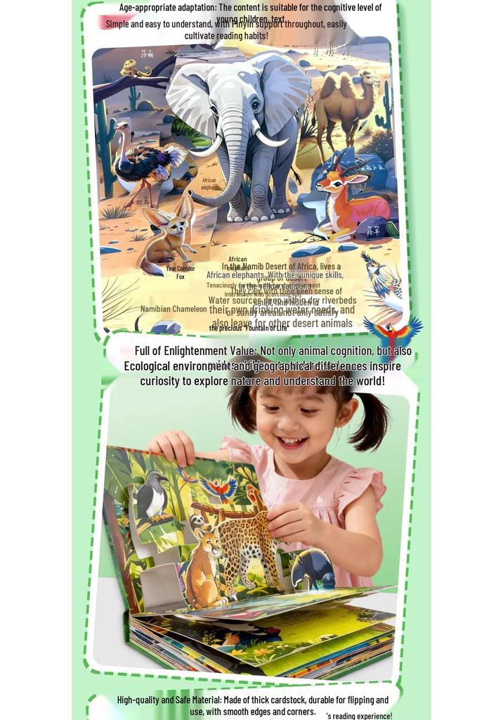 3D-книга-раскладушка «Царство животных»: Серия «Природа раскрывается» для детей 3-6 лет - Детская наука и раннее образование