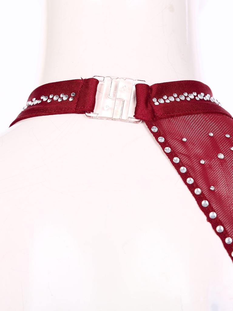 Womens Asymmetrical Lyrical Dancewear Long Sleeve Spaghetti Straps Patchwork Irregular Hem Dresses