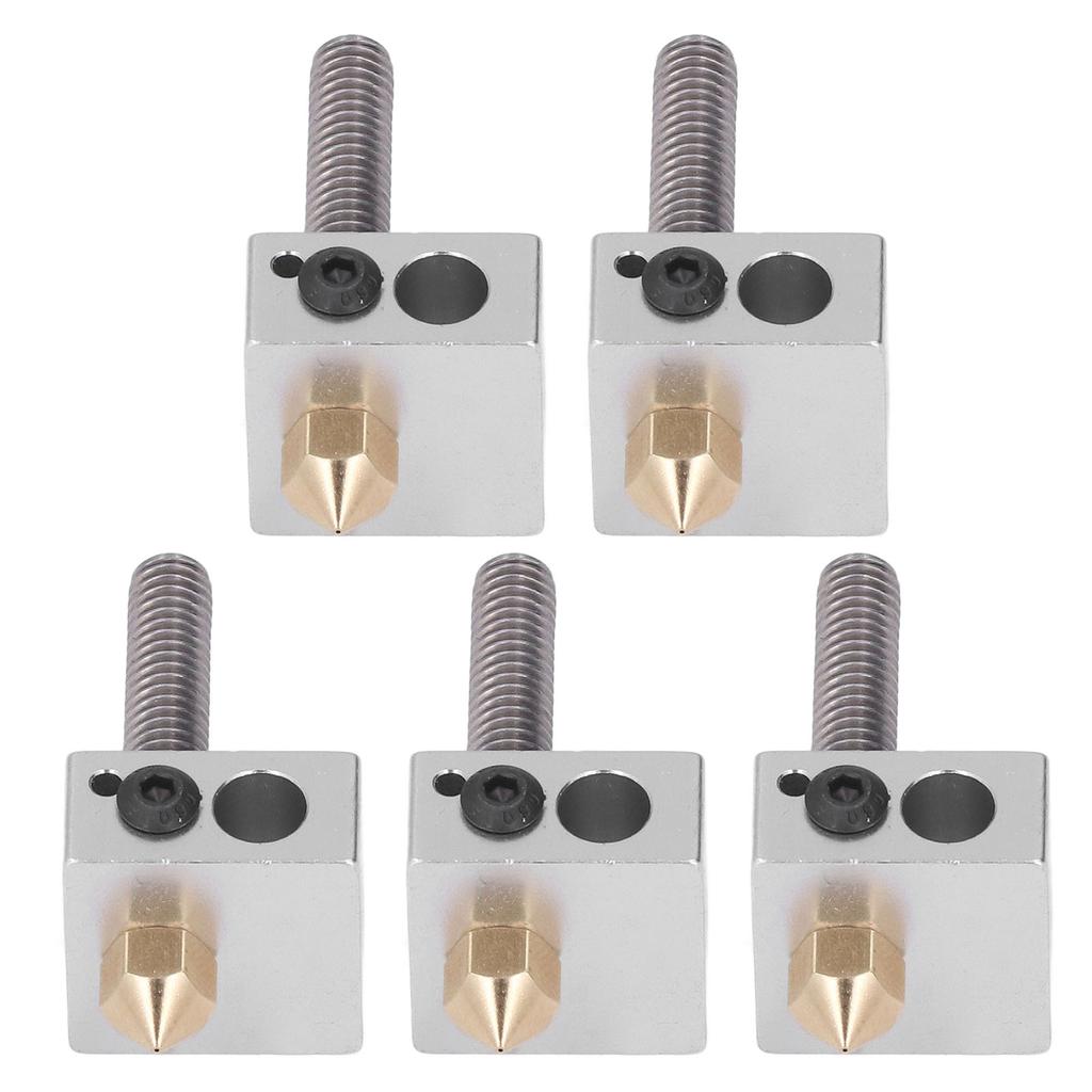 5 Set 3D Printer Hotend Brass Nozzle Throat Tube Heater Block Extruder Parts for Anet A8 A2
