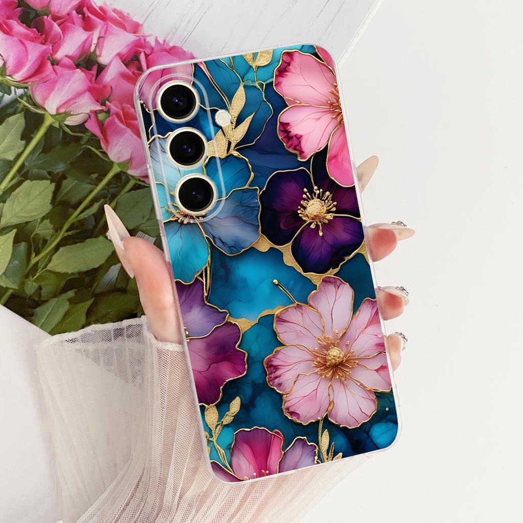 For Samsung Galaxy S25+ S25 2026 Cute Flower Butterfly Cat Painted Case For Samsung S25 5G S25Plus Soft Silicone TPU Phone Cases