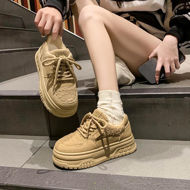 2024 Новый стиль Плюс Бархатные теплые модные и универсальные низкие кроссовки для женщин Простая удобная и повседневная женская обувь