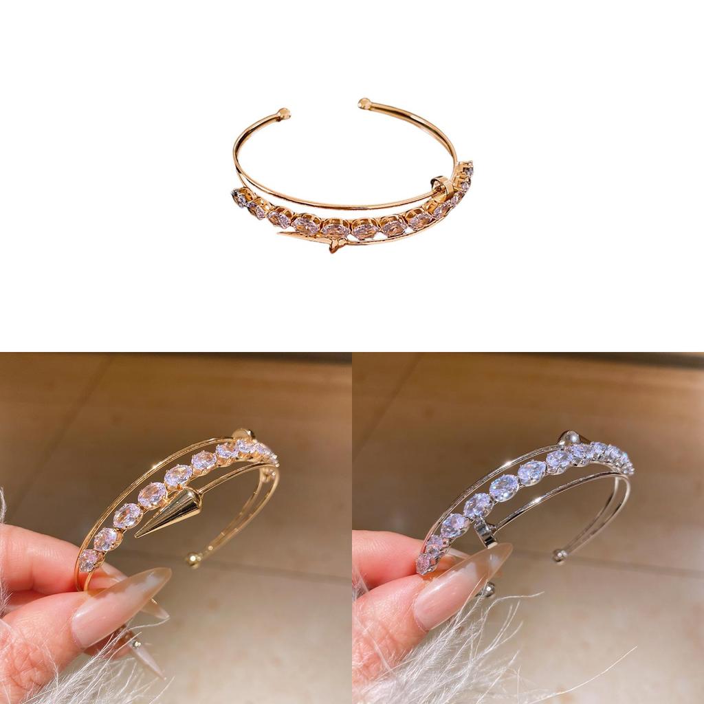 Gold Silver Zircon Hoop Hand Chain With Geometric Design For Fashion Accessories