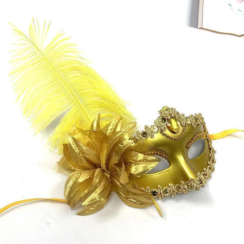 Half Face Mask Peacock Feathers Masquerade Mask Princess Mask Women For Party Carnival Performance