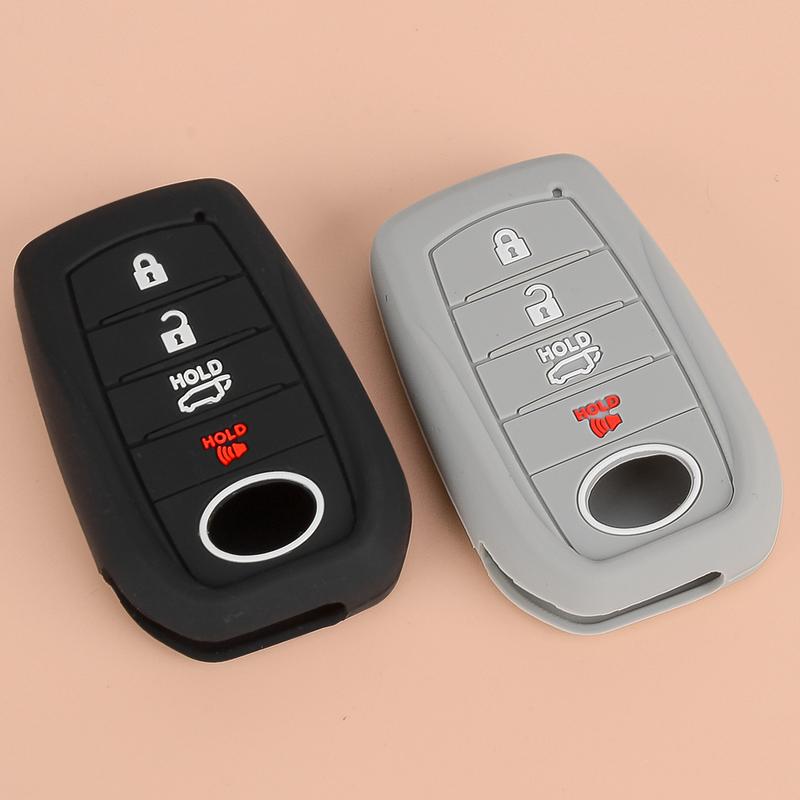 2pcs 4 Buttons Remote Key Cover Fit for Toyota Land Cruiser Venza Grand Highlander Sequoia Corolla Crown Black & Grey