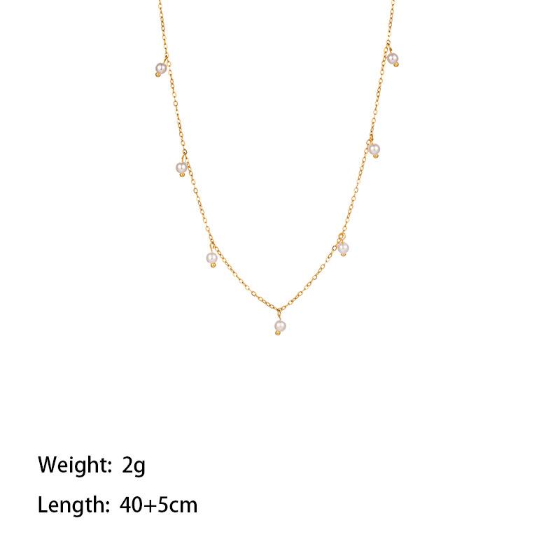 Новое ожерелье из нержавеющей стали с кисточкой из жемчужин и маленьких рисовых бусин 18 карат, ювелирное изделие в стиле INS, модное ретро-ожерелье для женщин