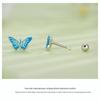 Bright Oil Drop Butterfly Earrings for Women - S925 Silver Threaded Ear Jewelry