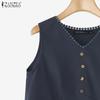 ZANZEA Женские повседневные летние майки без рукавов с V-образным вырезом