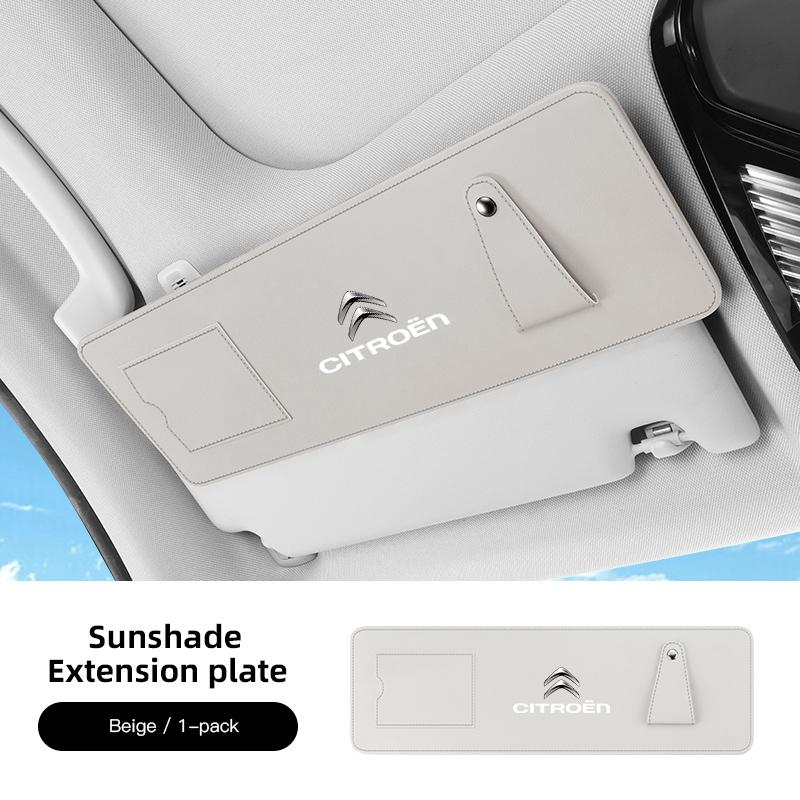 VXCW9 Car Sun Visor Extension Panel For Citroen C4 C3 C2 C1 Berlingo Saxo Anti-glare UV Sun Shield Card Holder Glasses Holder keychain