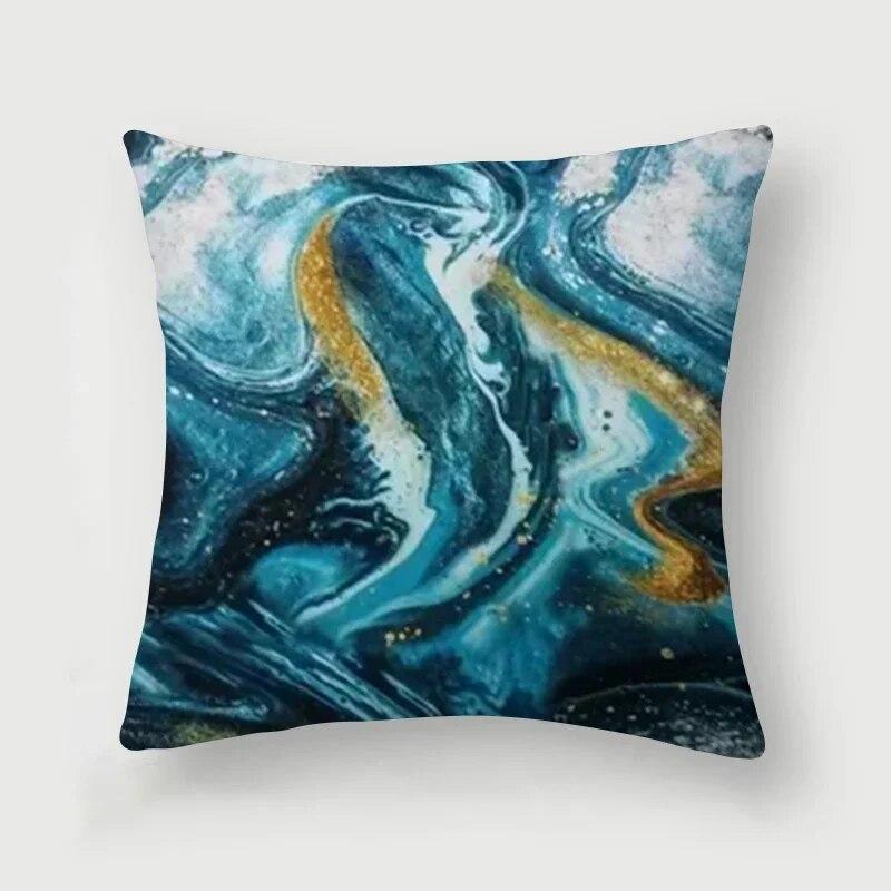 Nordic Blue Marble Polyester Pillowcase Sea Rock Texture Bedside Sofa Chair Throw Pillow Cushion Cover Home Decor