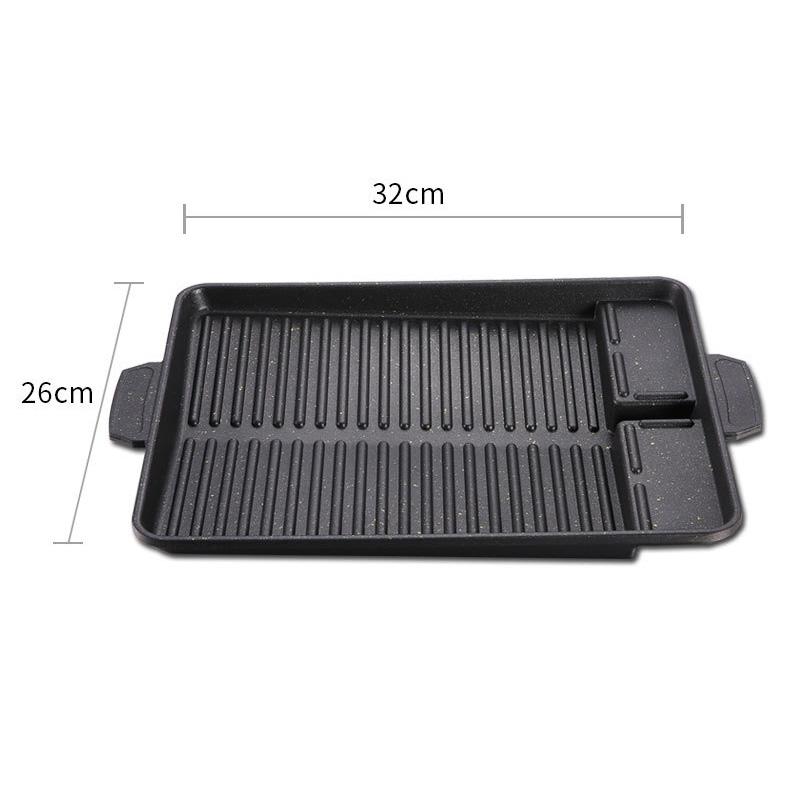 Non-stick BBQ Grill Pan Korean Style Charcoal Grill Barbecue Tray for Gas Stove Use Party Picnic BBQ Equipment
