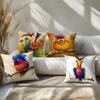 Cartoon Funny Bird Throw Pillow Covers, Whimsical Colorful Bird Print Cushion Cases, Playful Animal Home Decor For Living Room