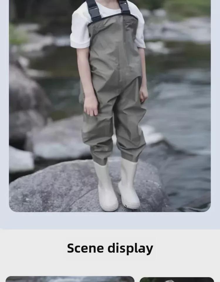 Children's Ultra-Light Waterproof Bib Wading Pants - Full Body One-Piece for Beach and Kindergarten