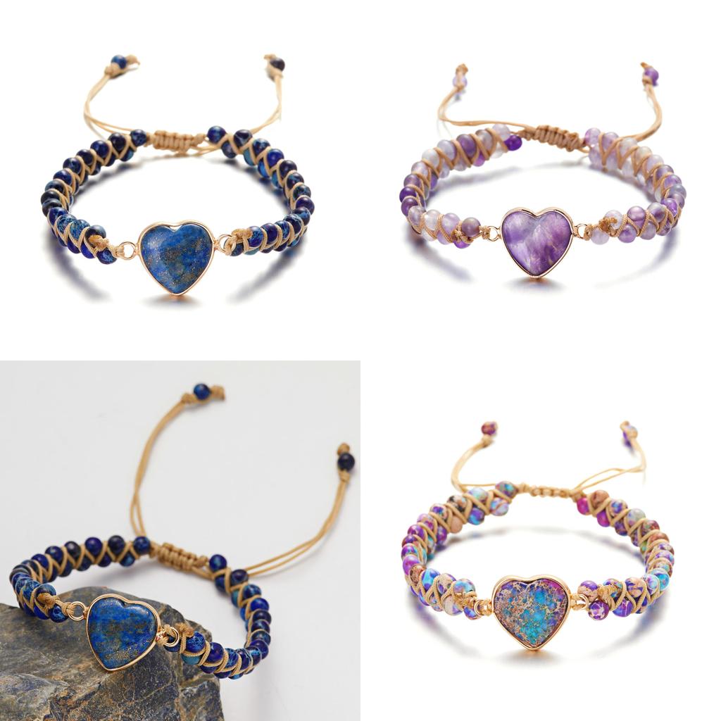 Браслет ручной работы в форме сердца с драгоценными камнями для летней моды