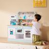 VEVOR Play Kitchen for Kids, Wooden Toy Kitchen Set with Lights and Sounds, Toddler Kitchen with Ice Maker, Oven, Sink, Microwaves