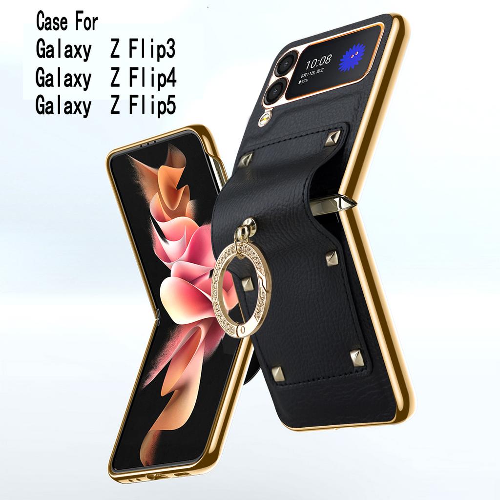 Чехол-бампер с кольцом-держателем и оранжевой кожей для Samsung Galaxy Z Flip 7 5 Z Flip4 5, Z Flip6 Flip4 Flip5, покрытие PC, оранжевый