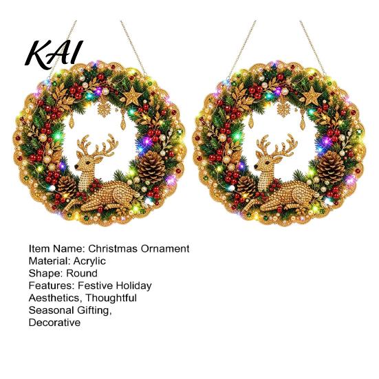 Holiday Party Ornaments 2Pcs Pearl Diamond Christmas Ornament Set, 2D Acrylic Glitter Hanging Gift for Friends Decor with Ribbon, Festive Tree Pendant