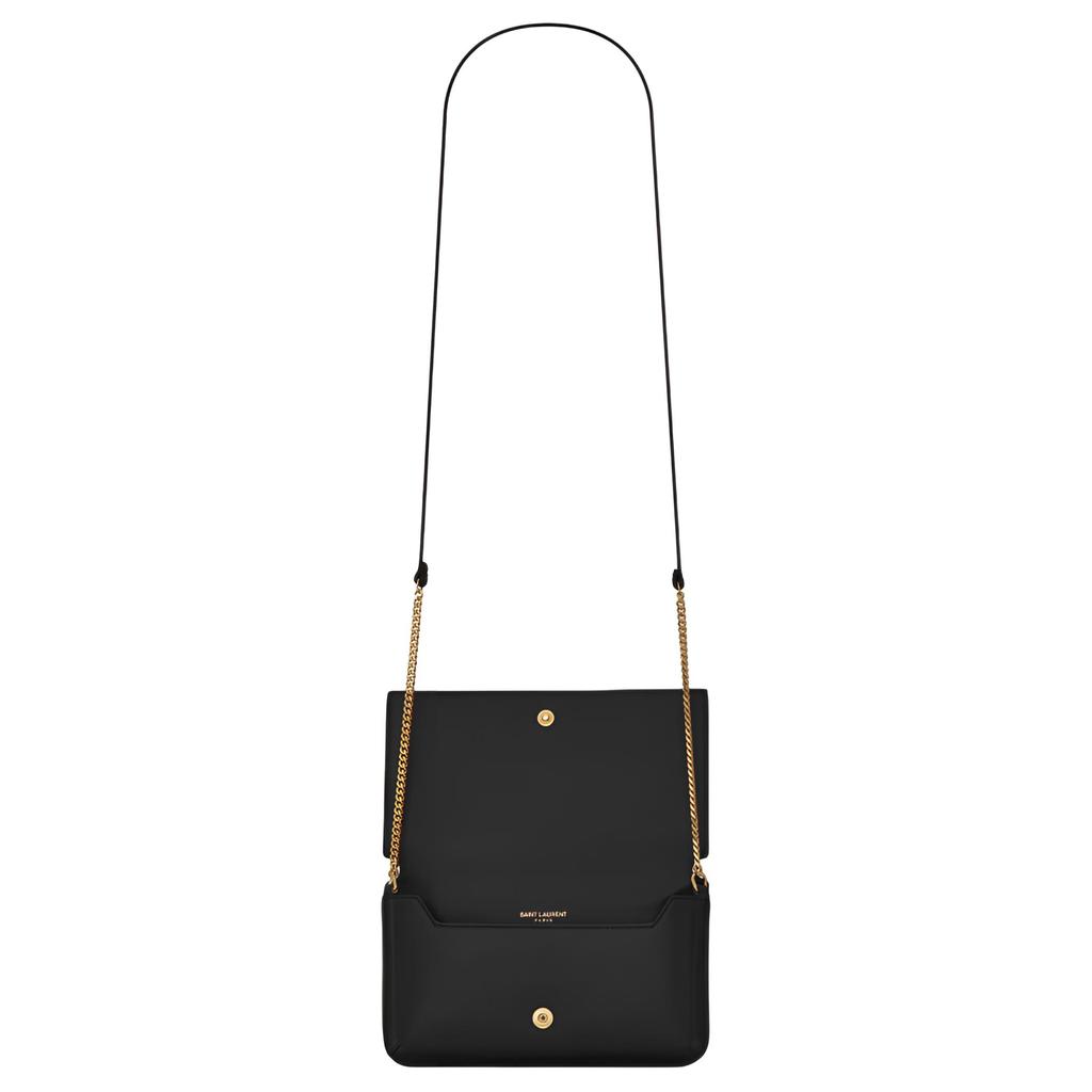 Saint Laurent Ysl Monogram Gold Logo Calfskin Smooth Leather Crossbody Phone Bag Women bags Black 635095-0U40J-1000