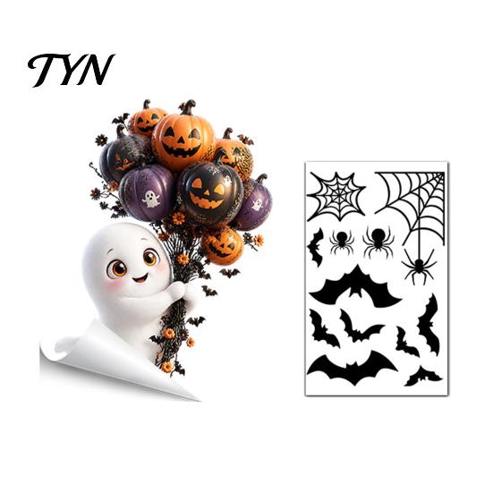 Decorative Window Film Halloween Ghost Glass Sticker, Cartoon Static Cling for Easy Apply Sticker Parties, Waterproof Decoration Decal