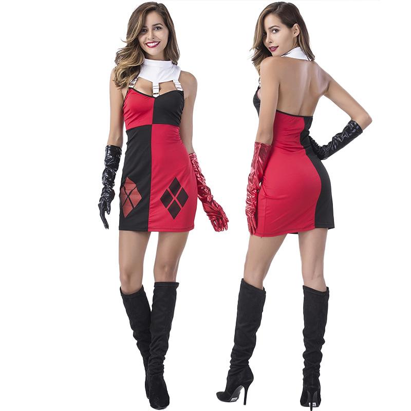 Halloween costume, clown female Harry Quinn cos costume, clown cosplay costume, game uniform
