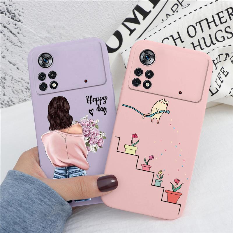 For POCO X4 Pro 5G NFC Case Watermelon Cute Fruit Love Heart Butterfly Women Dog Flower Silicone For Poco X4pro 5 G Phone Cover