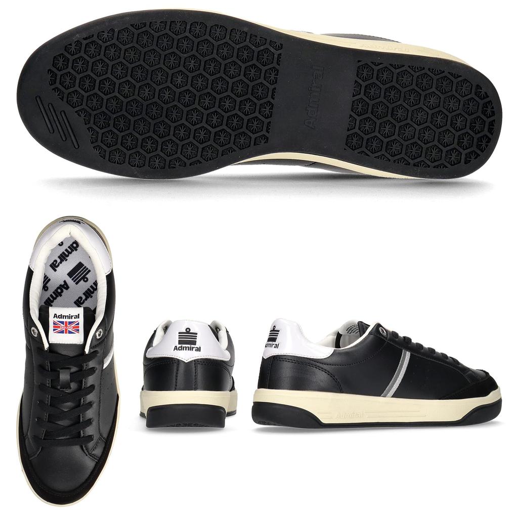 Admiral MERTON AD826 Men's Sneakers, Black/Gray, Size 25.5cm