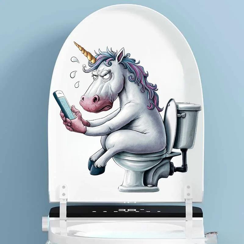 Забавные животные ПВХ наклейки на сиденье унитаза Обезьяна Зебра Жираф Декали Водонепроницаемый декор для стен и дверей ванной комнаты Креативные съемные наклейки