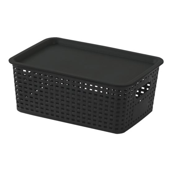 1/6Pcs Storage Baskets with Lid Large Capacity Hollow Breathable Design Stackable Decorative Storage Bin Toys Container