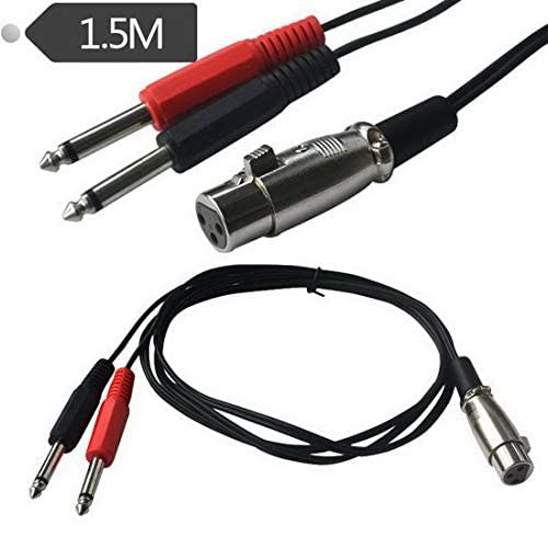 XLR Female To 6.35mm Mono Male Audio Y Splitter Cable, 1 XLR Female To 2 Dual 6.35mm Male 30cm (1.5m/3m) Stereo Mic Audio Converter Adapter Cable