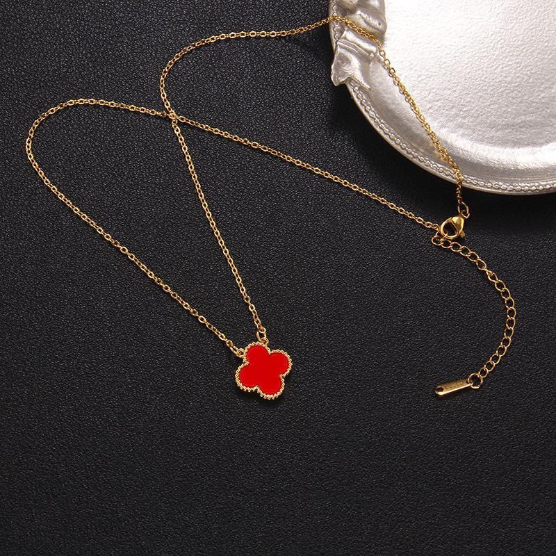 Новое двухстороннее ожерелье с четырьмя листьями травы, женские украшения из титановой стали