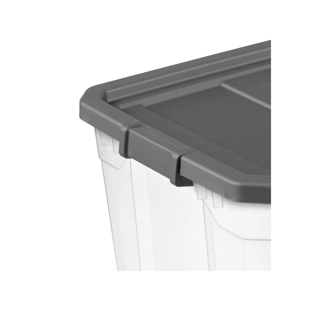 Прочный штабелируемый ящик для хранения с крышкой Прозрачный пластик 108 кварт Сверхпрочные защелки Организованный контейнер Идеально подходит для гаража подвала чердака