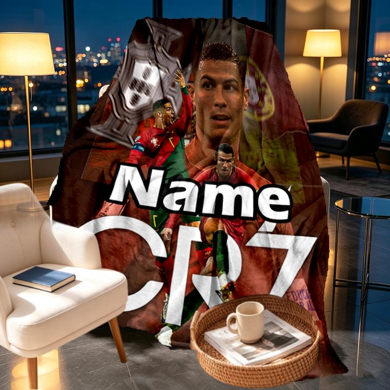 Custom Name Personalized Cristiano Ronaldo Print Blankets, Home Decor, Bedroom, Sofa, Camping, Couch, Gifts for Birthday Christmas
