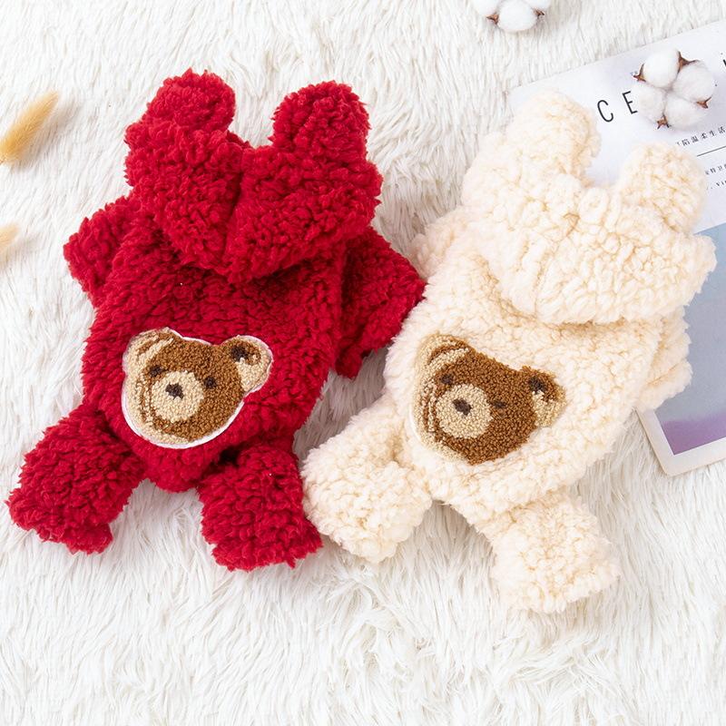 Dog four-legged clothes cute Teddy Bichon Pomeranian Schnauzer small dog pet clothes winter thick velvet