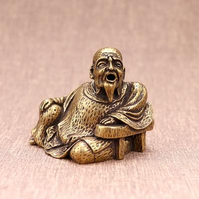 Чистая медь Старик курильница с обратным потоком Миниатюрные фигурки Украшения для дома Подставка для благовоний Копченая чайная комната Поделки