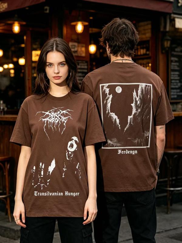 Унисекс рубашка Хлопок Оверсайз Большой размер Новая Darkthrone Transilvanian Hunger Альбом Блэк-метал группа Унисекс рубашка