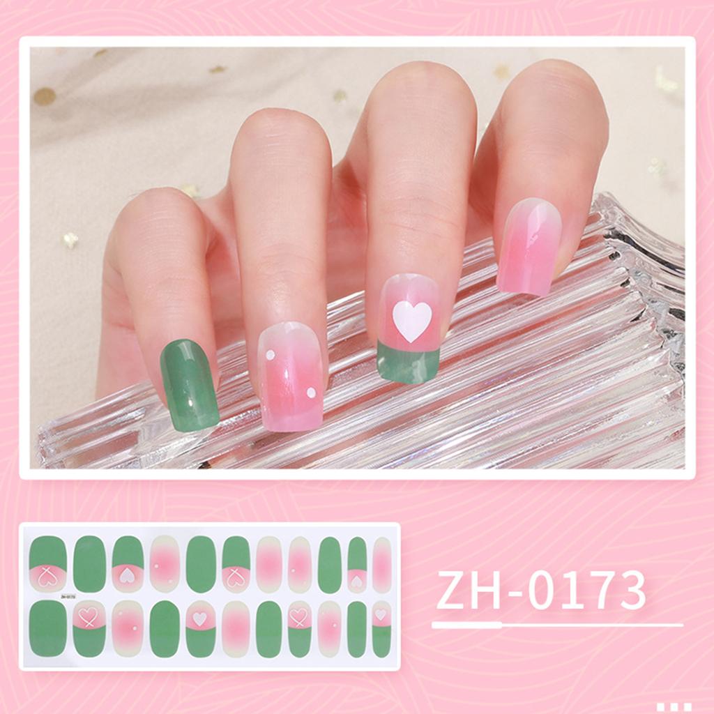 22 Finger Manicure Stickers Nail Polish Film Nail Stickers 5D Bronzing Waterproof Adhesive Nails Summer Hybrid