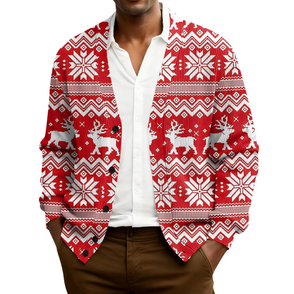 Мужской кардиган с длинным рукавом, рубчатой вязки