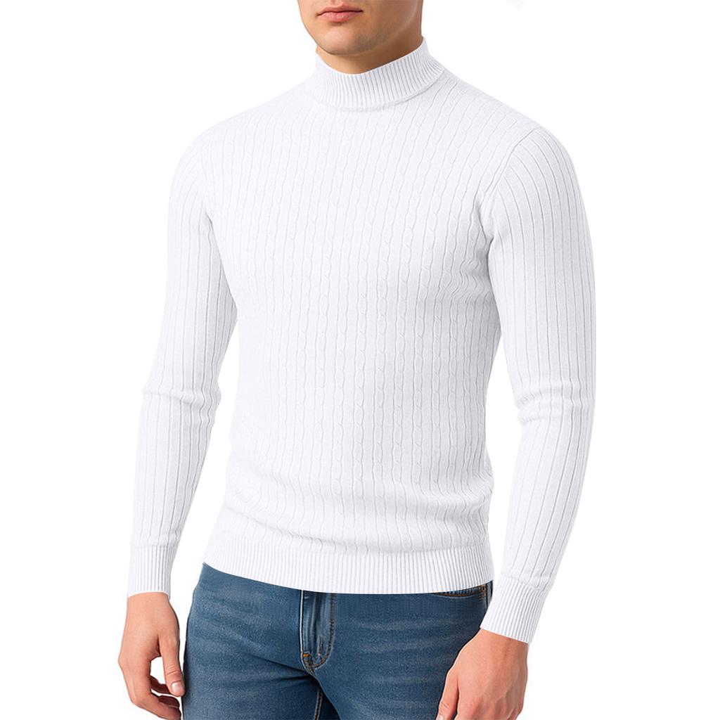 Men's Twisted Solid Color Sweater Men's Half Turtleneck Knitted Bottoming Shirt