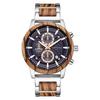 Luxury Mixed Alloy Wood Mens Watch Chronograph Stopwatch Quartz Analog Wrist Watch Vintage Large Dial Waterproof Wooden Wristwatch