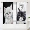 2 Pieces, Cute Black and White Cat Curtains - Semi Blackout - Suitable for Living Room, Bedroom, Kitchen, Home Decoration