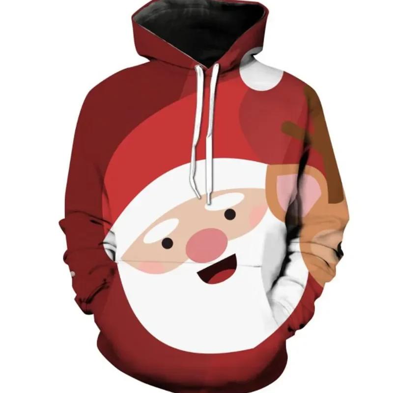 Толстовки мужские модные осенние и зимние рождественские свитера с 3D принтом оверсайз с капюшоном унисекс для мужчин и женщин забавный пуловер в стиле Харадзюку