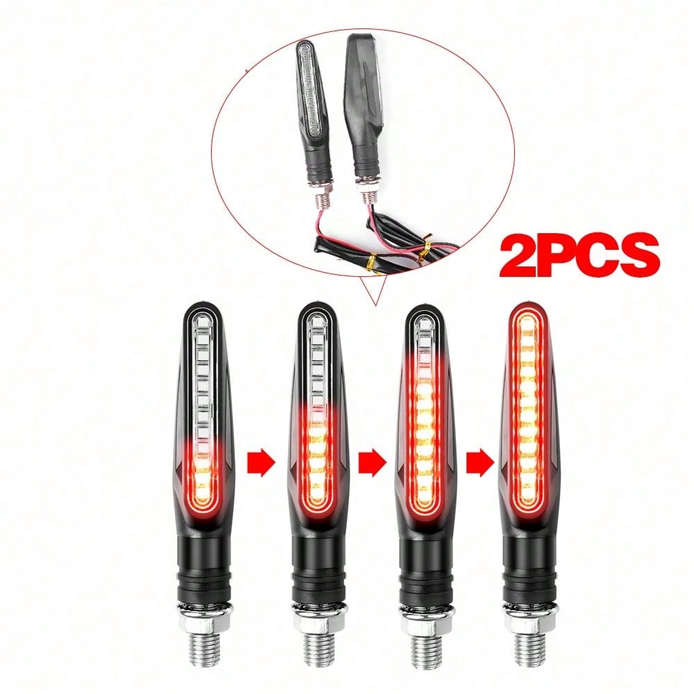 2PCS Universal LED Motorcycle Turn Signal Lights – 12V IP68 Waterproof Amber Flashers for Rear Bike Lamps (Accessories)