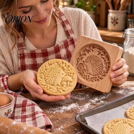 DIY Holiday Biscuit Cutters Woodland Animal Cookie Mold, Durable Wooden with 3D Relief Rustic Party Favors Patterns Cutter, Handmade Decorative Stamps