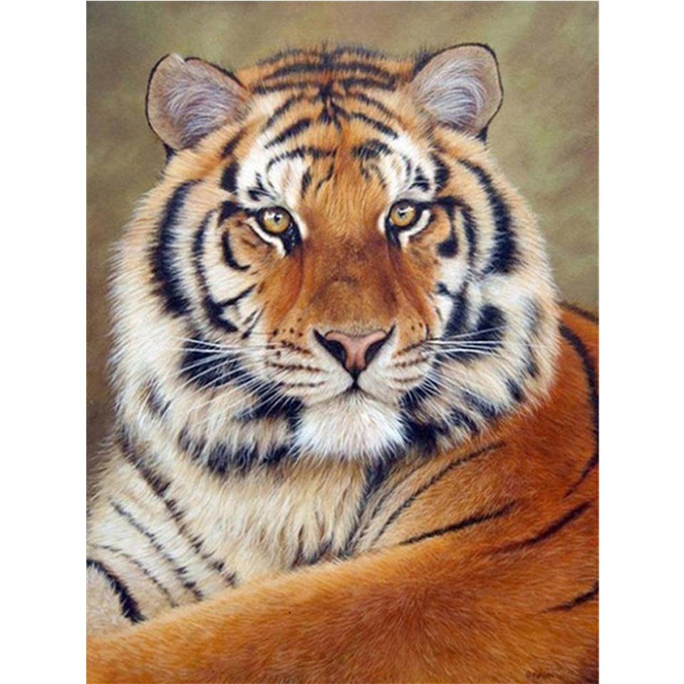Diamond Painting "Tiger" Animal 5D DIY Full Round Diamond Embroidery Kit Rhinestone Cross Stitch Decoration Mosaic Picture Gift