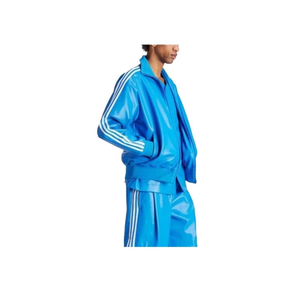 Adidas Originals Logo Stripe High Collar Long Sleeve Zip Jacket Men Outerwear Blue IZ4035