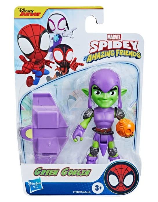 Marvel His Amazing Friends Action Figure Superhero Villain a Goblin Spider-Man & + (Choose Figure) (Green (4-inch)
